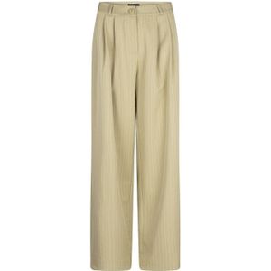 Ydence gestreepte high waist straight fit pantalon Riley Tall kaki