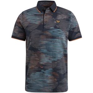 PME Legend regular fit polo met all over print donkerblauw