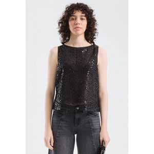 QS top zwart met pailletten