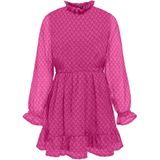 KIDS ONLY GIRL semi-transparante jurk KOGEMMERY met all over print en ruches fuchsia