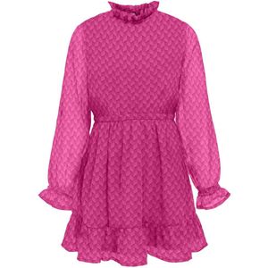 KIDS ONLY GIRL semi-transparante jurk KOGEMMERY met all over print en ruches fuchsia