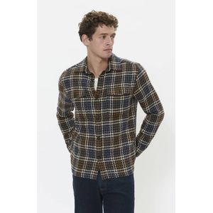 Matinique geruit overshirt met wol bruin