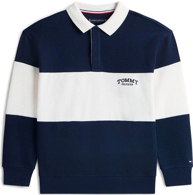 Tommy Hilfiger Colourblock polo voor jongens LS KB0KB10047 L/S Polo, Blauw (Dark Night Navy Colourblock), 3 jaar, Blauw (Donker Night Navy Colourblock), 3 jaar