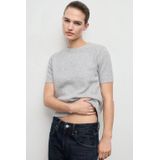 Mango pullover met wol grijs melange gebreid