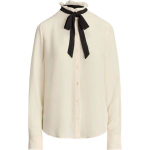 Lauren Ralph Lauren semi-transparante blouse ecru/zwart