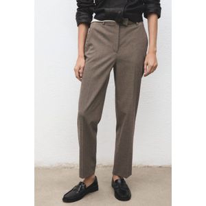 Mango slim regular waist cropped broek bruin