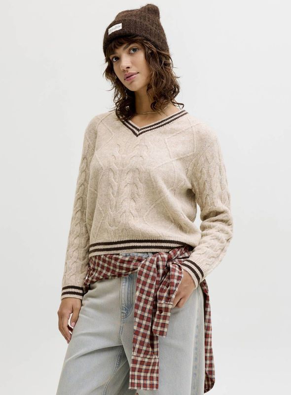 JJXX - JXBRIANNA - Gebreide Trui - Grijs Gemêleerd/Zwart