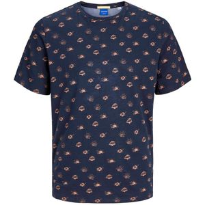 JACK & JONES ORIGINALS regular fit T-shirt JORPALM met all over print blauw