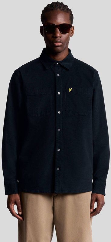 Lyle & Scott lichtgewicht corduroy overhemd - marineblauw