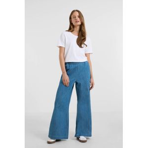 Anytime - Wide Leg Broek - Blauw - Hoge Taille - Katoen