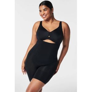 SPANX OnCore sterk corrigerende Open-Bust Mid-Thigh bodysuit zwart