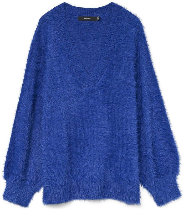 Vero Moda - Vmcpoilu LS V-neck Pullover Boo Cur - Blauw - Dames