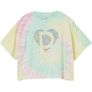 Desigual tie-dye T-shirt groen/roze/blauw