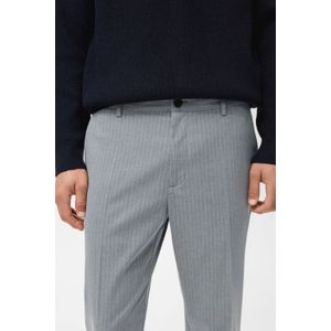 Mango Man slim gestreepte chino grijs