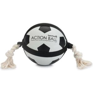 Beeztees hondenspeeltje Action voetbal met touw (19 cm)