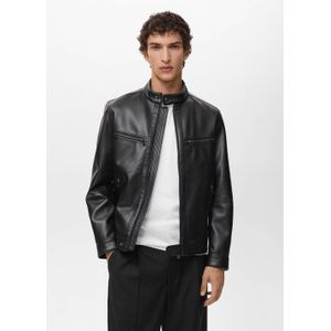 Mango Man imitatieleren bikerjack zwart