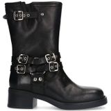 Sacha leren bikerboots zwart