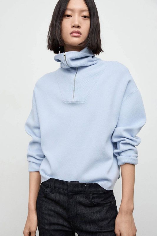 Mango schipperstrui lichtblauw