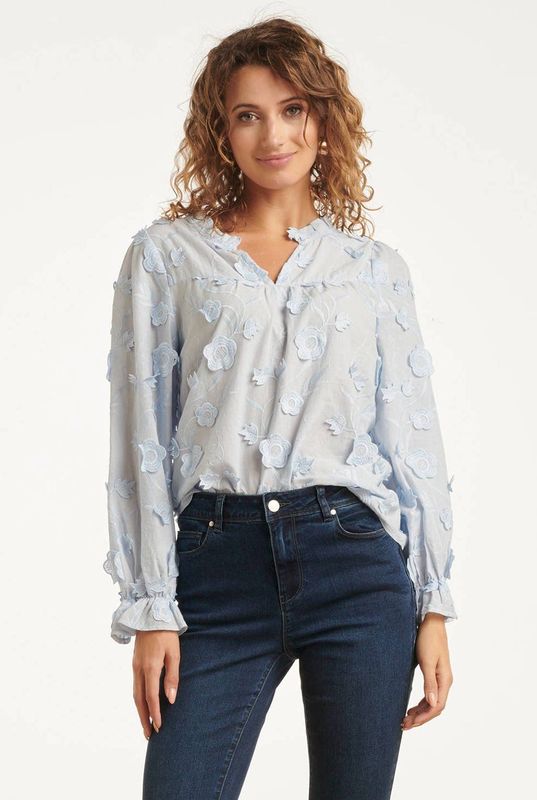 Smashed Lemon Dames3d bloemenprint top met v hals |