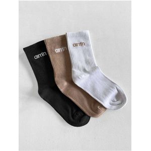 Aim'n sportsokken - set van 3 wit/beige/zwart