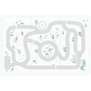 Play&Go 2-in-1 omkeerbare puzzel speelmat en opbergdoos Roadmap/Iconen (120x180cm - 6 tegels)