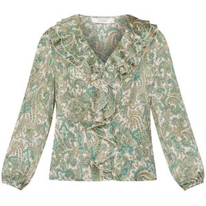 SisterS Point blousetop met paisleyprint en ruches groen