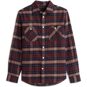 Tommy Hilfiger Overshirt Tartan Pocket Flannel Bordeaux Rood heren