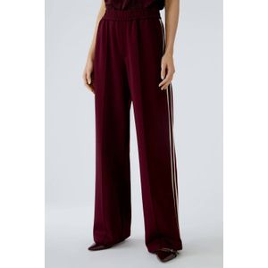 OUI jersey straight regular waist broek donkerrood