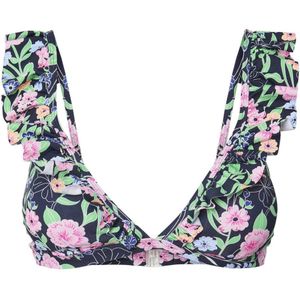 PIECES voorgevormde bikinitop PCBADA met ruches donkerblauw/roze/groen