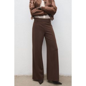 Mango wide leg high waist pantalon bruin