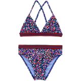 WE Fashion triangel bikini donkerblauw/rood