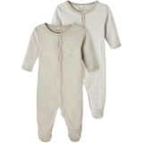 NAME IT BABY baby pyjama NBNNIGHTSUIT - set van 2 met streepdessin grijsgroen