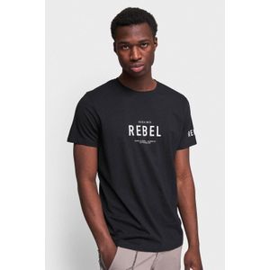Redefined Rebel T-shirt RRRonan met printopdruk zwart