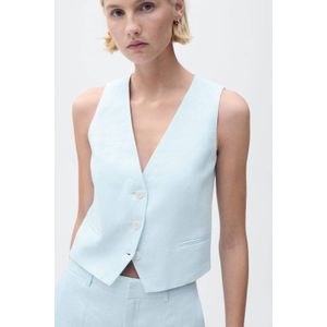 Mango linnen gilet lichtblauw