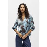 Object - Objyeva Re V-neck Top - Blouse - Seal Brown/Air Blue Laurel - Dames