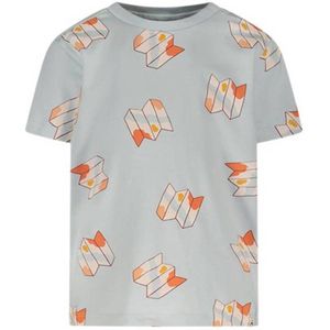 The New Chapter baby T-shirt Ezra met all over print lichtblauw/oranje