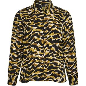 VERO MODA CURVE blouse VMCGAIL met dierenprint zwart/bruin