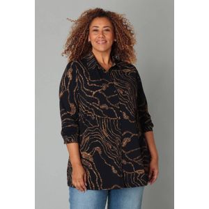 Colletta - Blouse - Zwart - Lange Mouwen - Kraag - Knoopsluiting