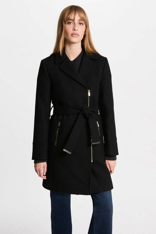 MORGAN - Halflange Jas - Zwart - Wol