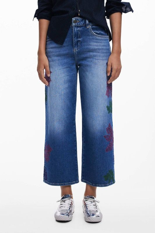 Desigual - Culotte Jeans - Geborduurd - Wassing - Regular Waist