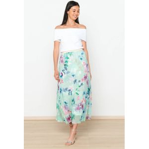 LOLALIZA gebloemde midi rok turquoise