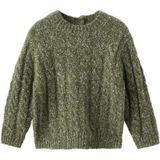 Mango Kids trui donkergroen met kabels