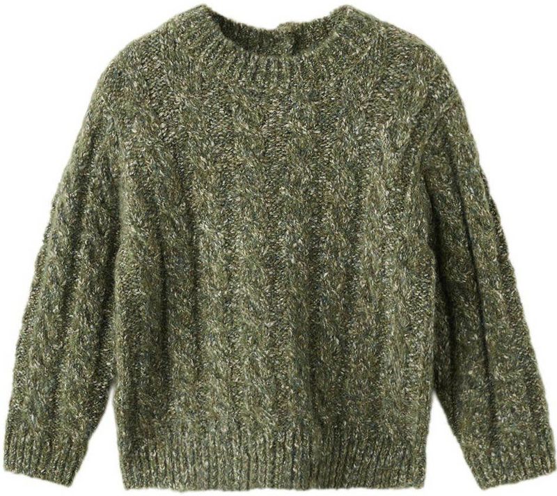 Mango Kids trui donkergroen met kabels