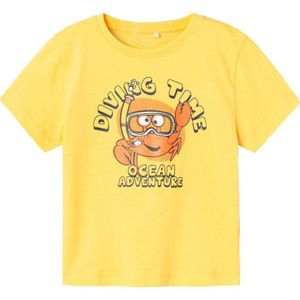 NAME IT MINI T-shirt NMMVAGNO met printopdruk geel