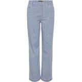 PIECES gestreepte high waist straight jeans PCBILLO lichtblauw/wit