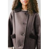 Mango Kids - Imitatieleren Jas - Donkerbruin - Voor Meisjes