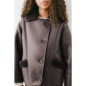 Mango Kids - Imitatieleren Jas - Donkerbruin - Voor Meisjes