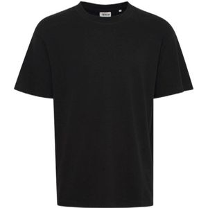 Solid gemêleerd regular fit T-shirt zwart