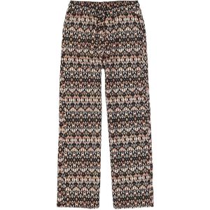 Garcia high waist loose fit broek van polyester zwart/ecru/oranje