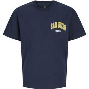 JACK & JONES JUNIOR T-shirt JJEBRADLEY met backprint donkerblauw